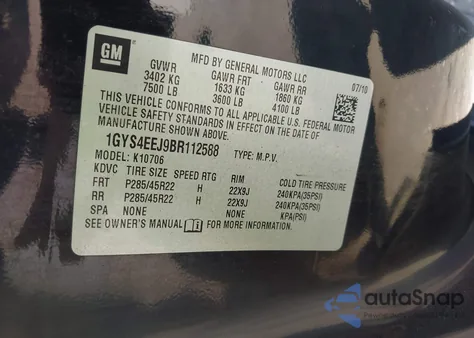 2011 Cadillac Escalade Hybrid Standard z USA, uszkodzony, nr VIN 1GYS4EEJ9BR112588